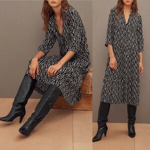 ba&sh Black and White Midi Dress